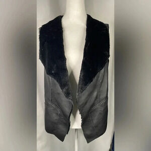 Baccini faux leather/fur open front vest